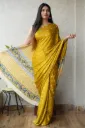 Hand bandej Modal Silk  golden yellow colour (bandhni) Saree