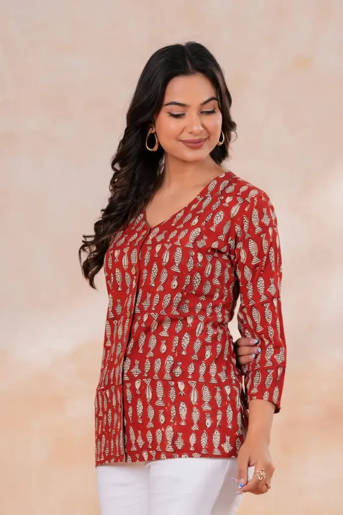 Jaipuri hand block printed cotton women's Shirts.
