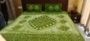 Hand batique  printed double  bed  tree greeen & white colour bedsheet