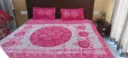 Hand batique  printed double  bed  pink & white colour bedsheet