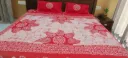 Hand batique  printed double  bed  red & white colour bedsheet