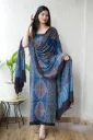 Hand block print modal silk dress  material ( top and bottom)
