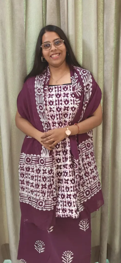 Hand block printed Cotton suit with superfine mulmul  duptta