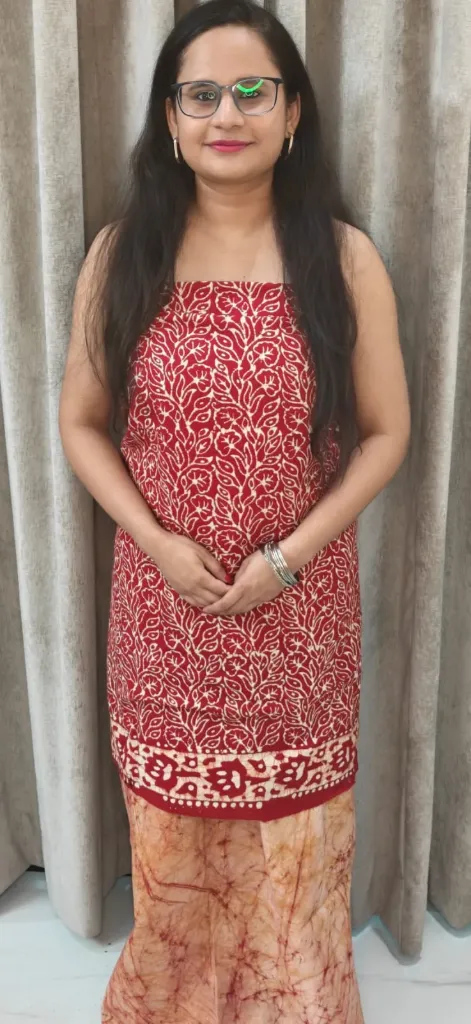 Hand block  and batique  printed Cotton suit with superfine mulmul  doriya  duptta