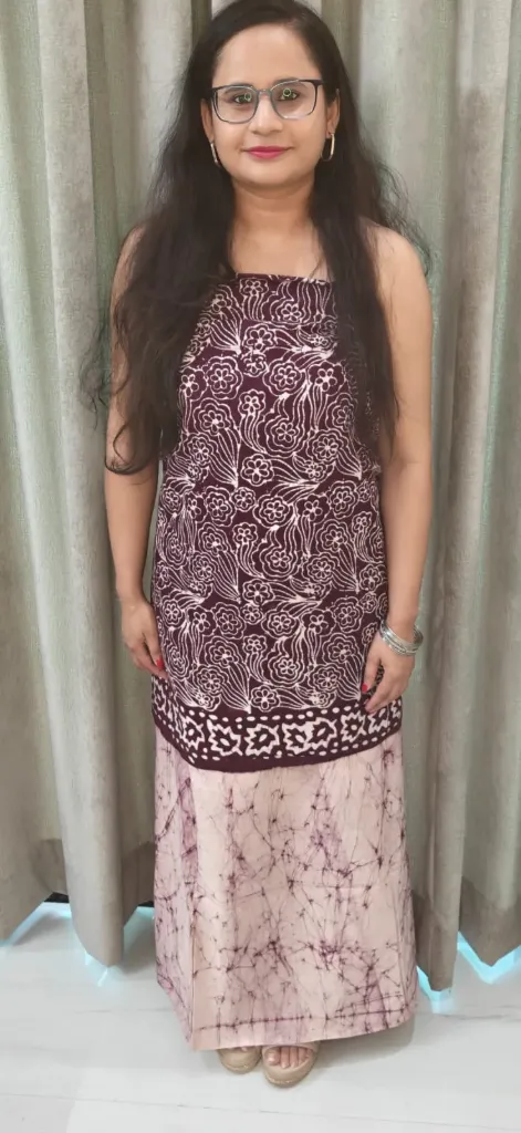 Hand block  and batique  printed Cotton suit with superfine mulmul  doriya  duptta