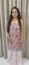 Hand block  and batique  printed Cotton bottom and lelin top suit with superfine lelin duptta