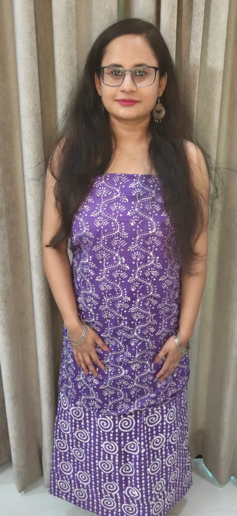 Hand block  and batique  printed Cotton  suit with superfine  mulmul duptta