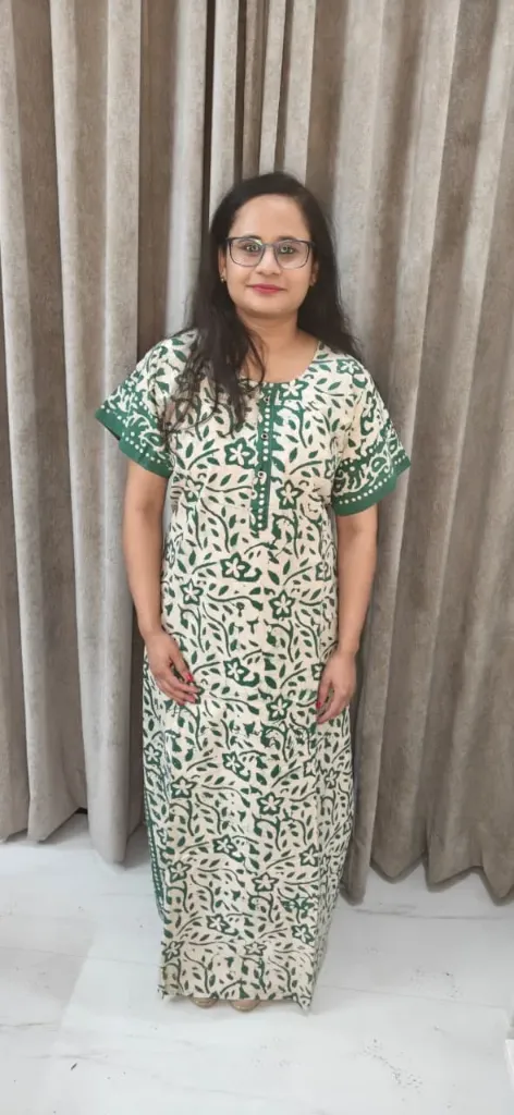 Hand batique print gown(night wear)