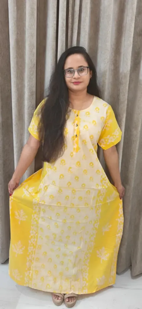 Hand batique print gown(night wear)