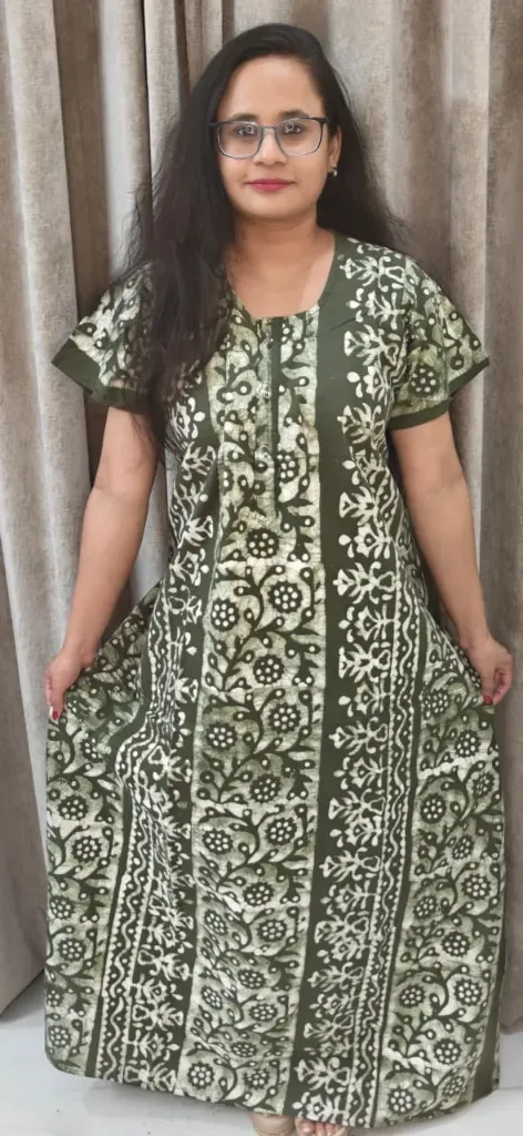 Hand batique print gown(night wear)