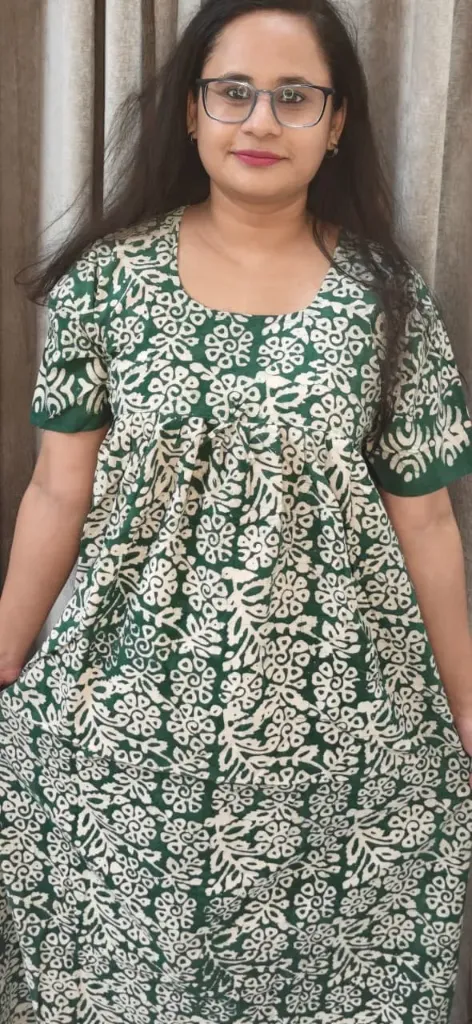 Hand batique print gown(night wear)