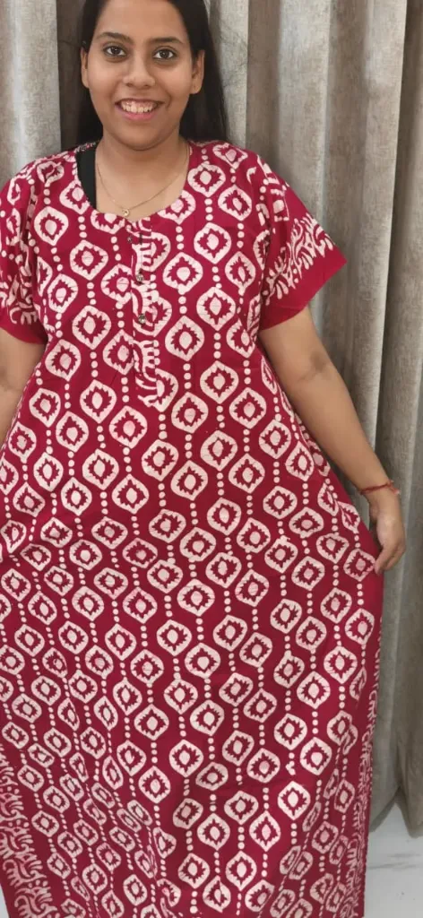 Hand batique print gown(night wear)
