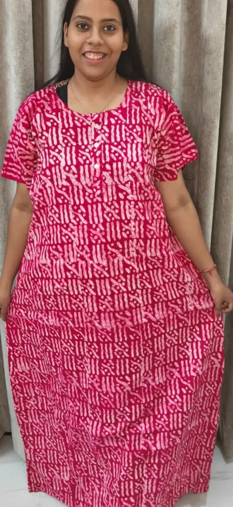 Hand batique print gown(night wear)