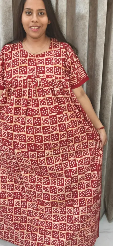 Hand batique print gown(night wear)