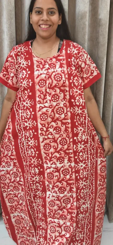 Hand batique print gown(night wear)