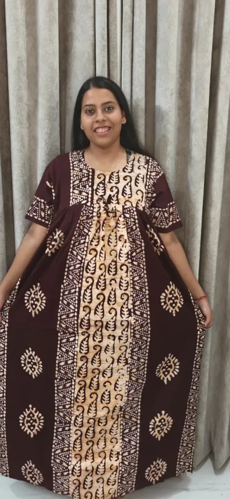Hand batique print gown(night wear)