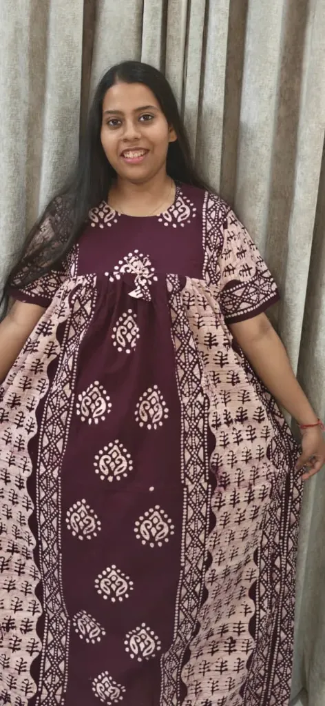 Hand batique print gown(night wear)