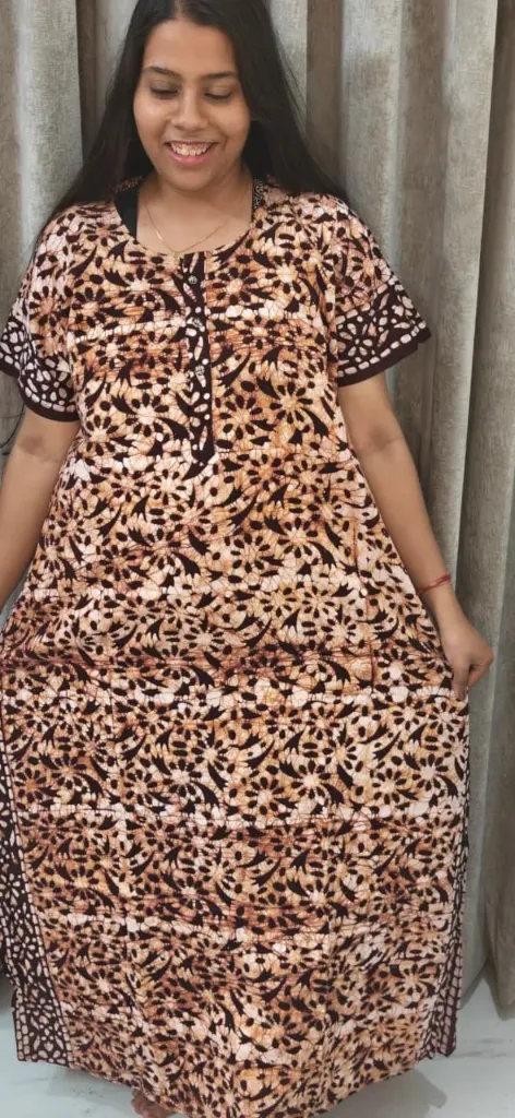 Hand batique print gown(night wear)