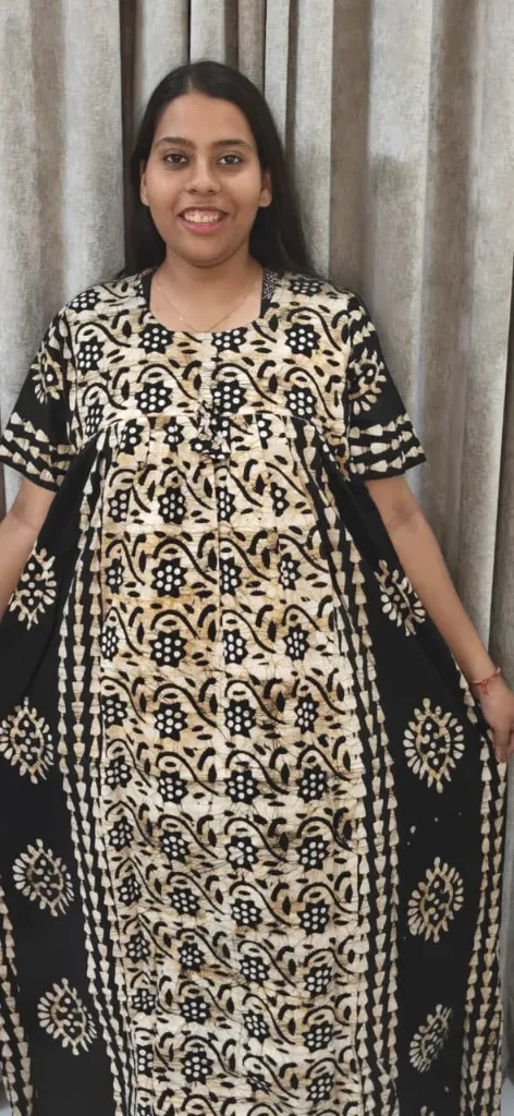 Hand batique print gown(night wear)
