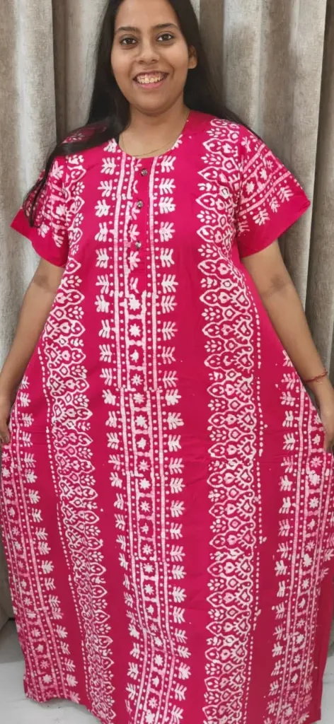 Hand batique print gown(night wear)