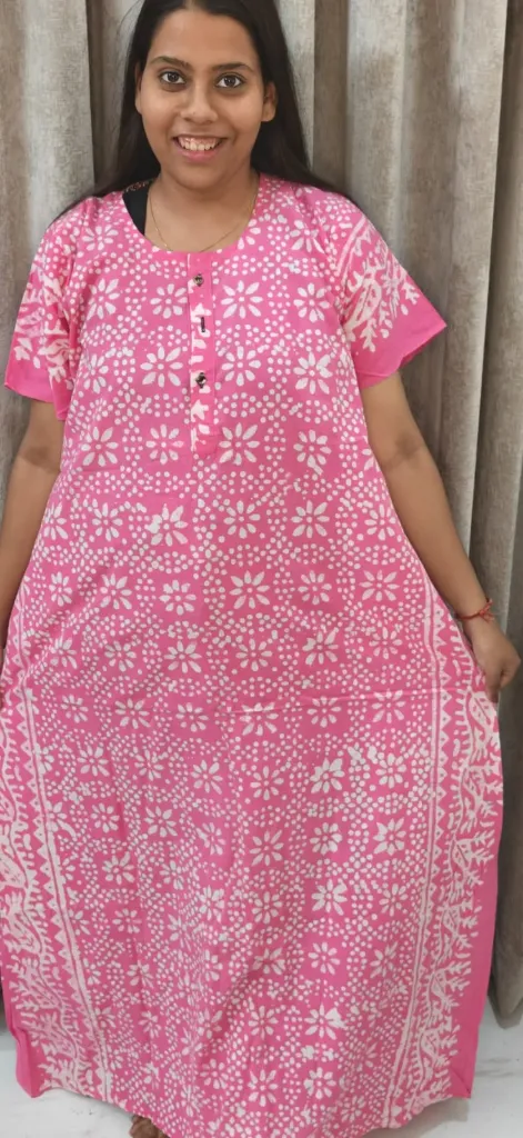 Hand batique print gown(night wear)
