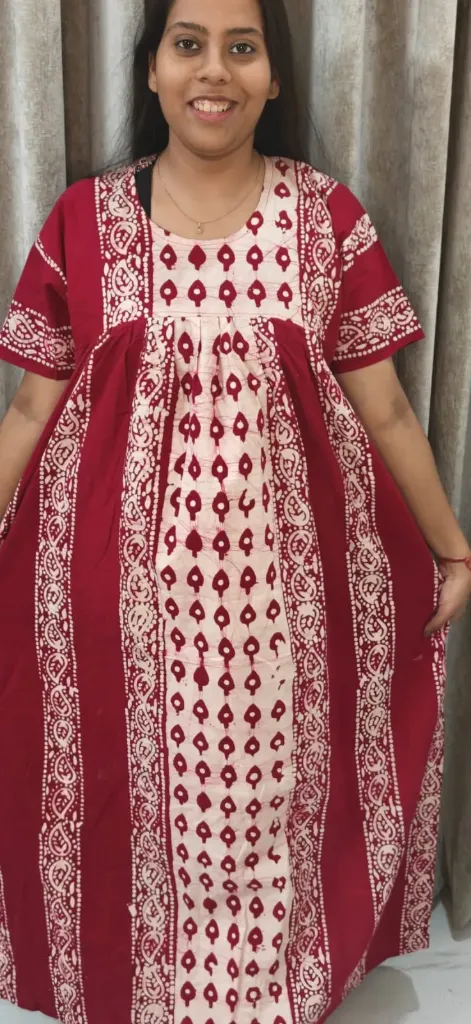 Hand batique print gown(night wear)