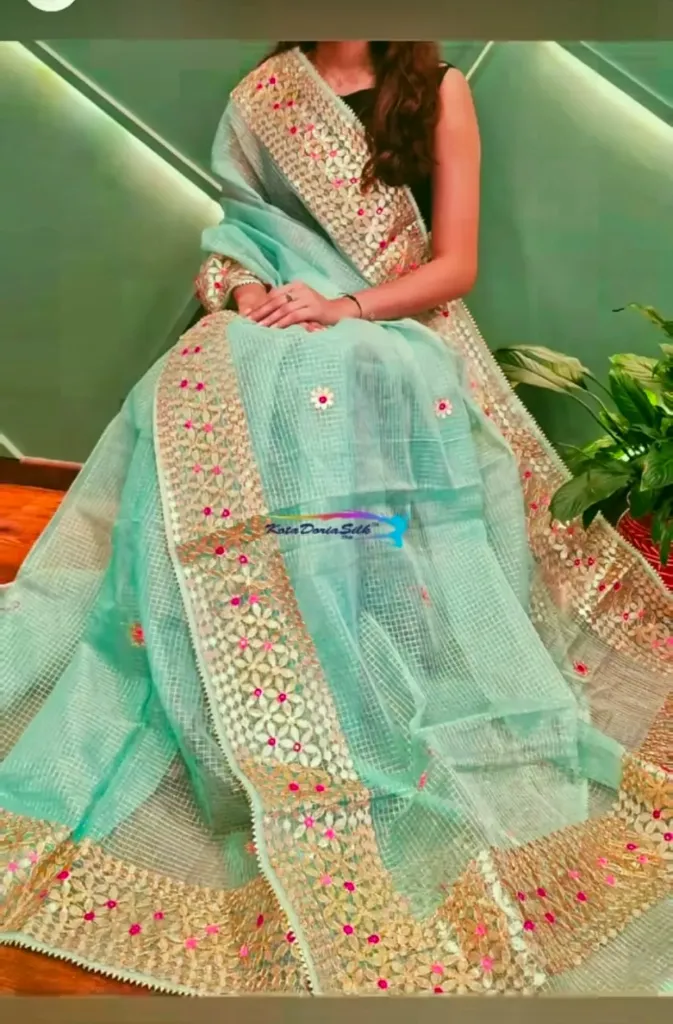 Kota doriya  saree with gota patti work