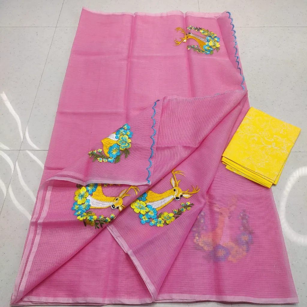Kota doriya  saree with machine and hand embroydary