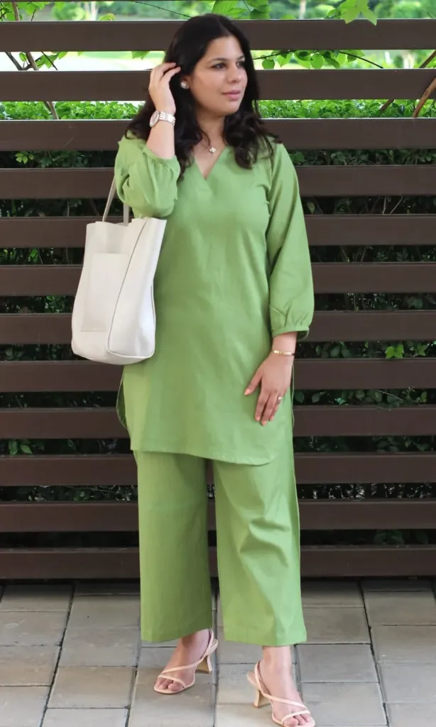 Cord set paired with pant (cotton slub)