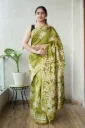 Hand Block Printed Pistachio Green Chanderi Silk Saree