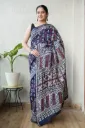 Hand Batique Tri-Tone Chanderi Silk Saree