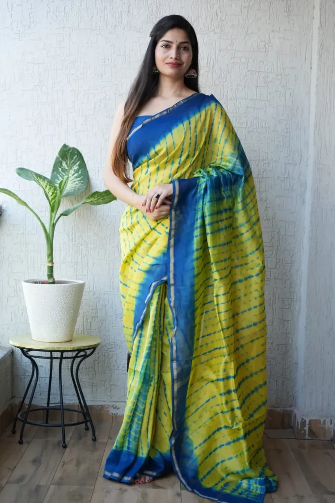 Classic Lemon Yellow Bandhani-Leheriya(shibori)